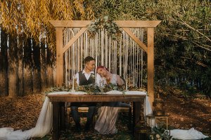 moody bohemian winter styled shoot Sanger CA bridal table